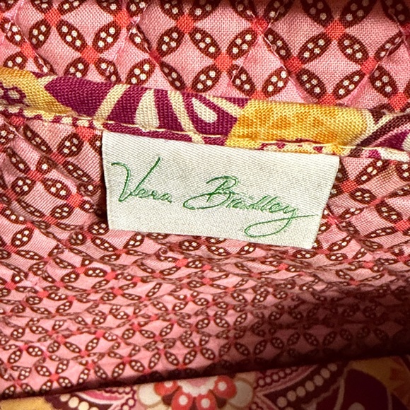 Vera Bradley Yellow and Pink Quilted Bag machine washable approx 9” x 14” - Picture 4 of 13